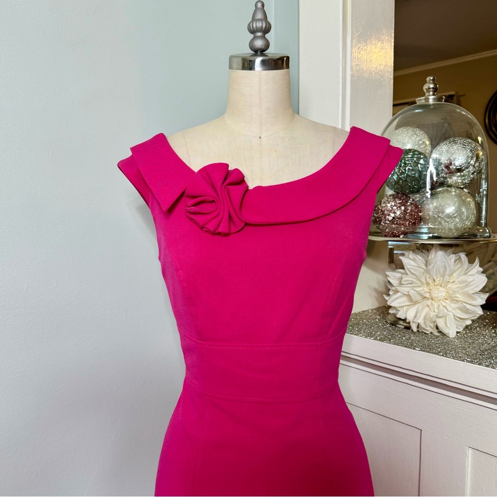 Calvin Klein Pink Sheath Dress Floral Scoop Neckline Size 4 - Picture 3 of 9
